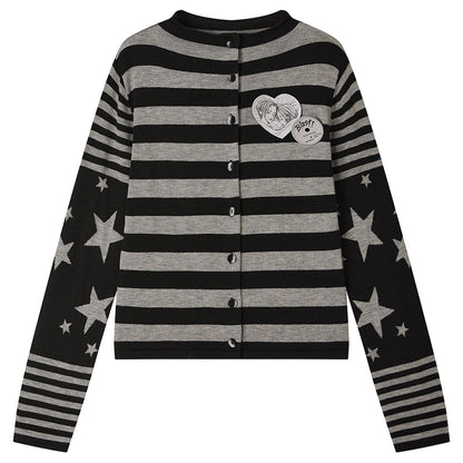 Star Knit Striped Cardigan