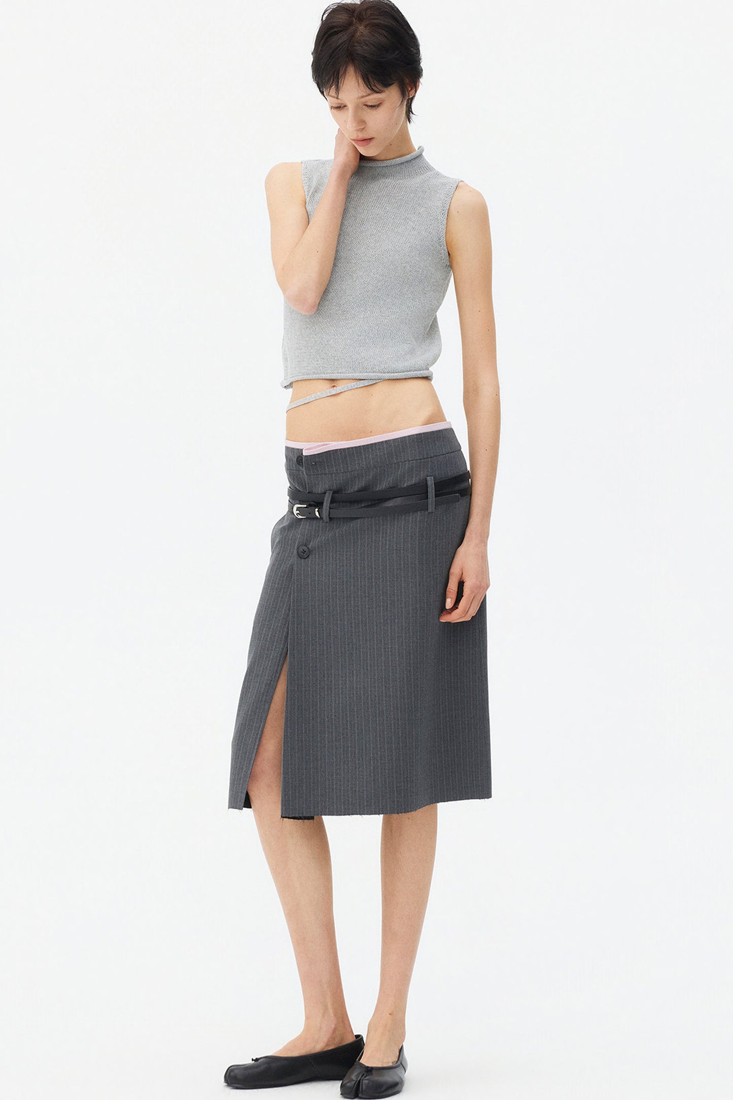 Deconstructed Asymmetrical Slit Skirt