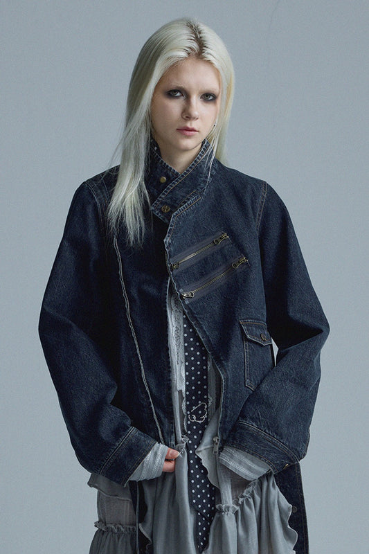 Distressed Chain Denim Jacket