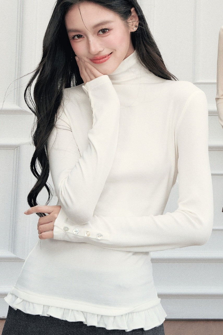 Ruffled Hem Long Sleeve T-Shirt