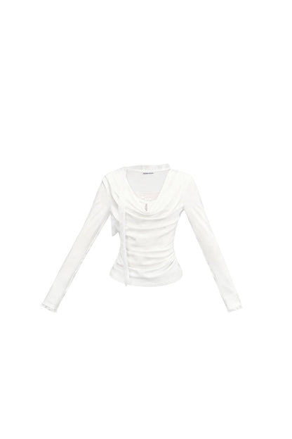 Langarmtop mit Spitzen-Twist-Patchwork und Schleife