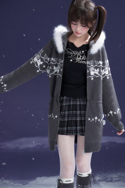 Katzenmantelkleid mit Fair-Isle-Jacquard