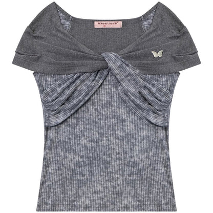 Retro Floral Knot Dark Gray T-Shirt