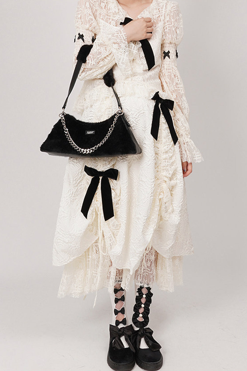 Solid Color Fur Underarm Crossbody Shoulder Bag