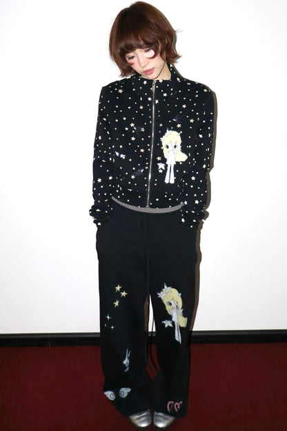 Illustration Print Drawstring Sweatpants