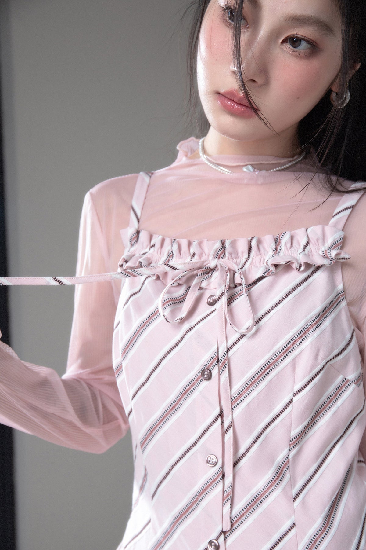 Striped Suspender Skirt and Base Layer Top Set
