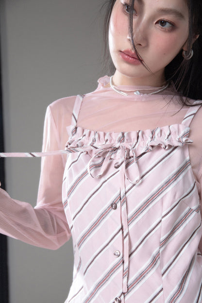 Striped Suspender Skirt and Base Layer Top Set