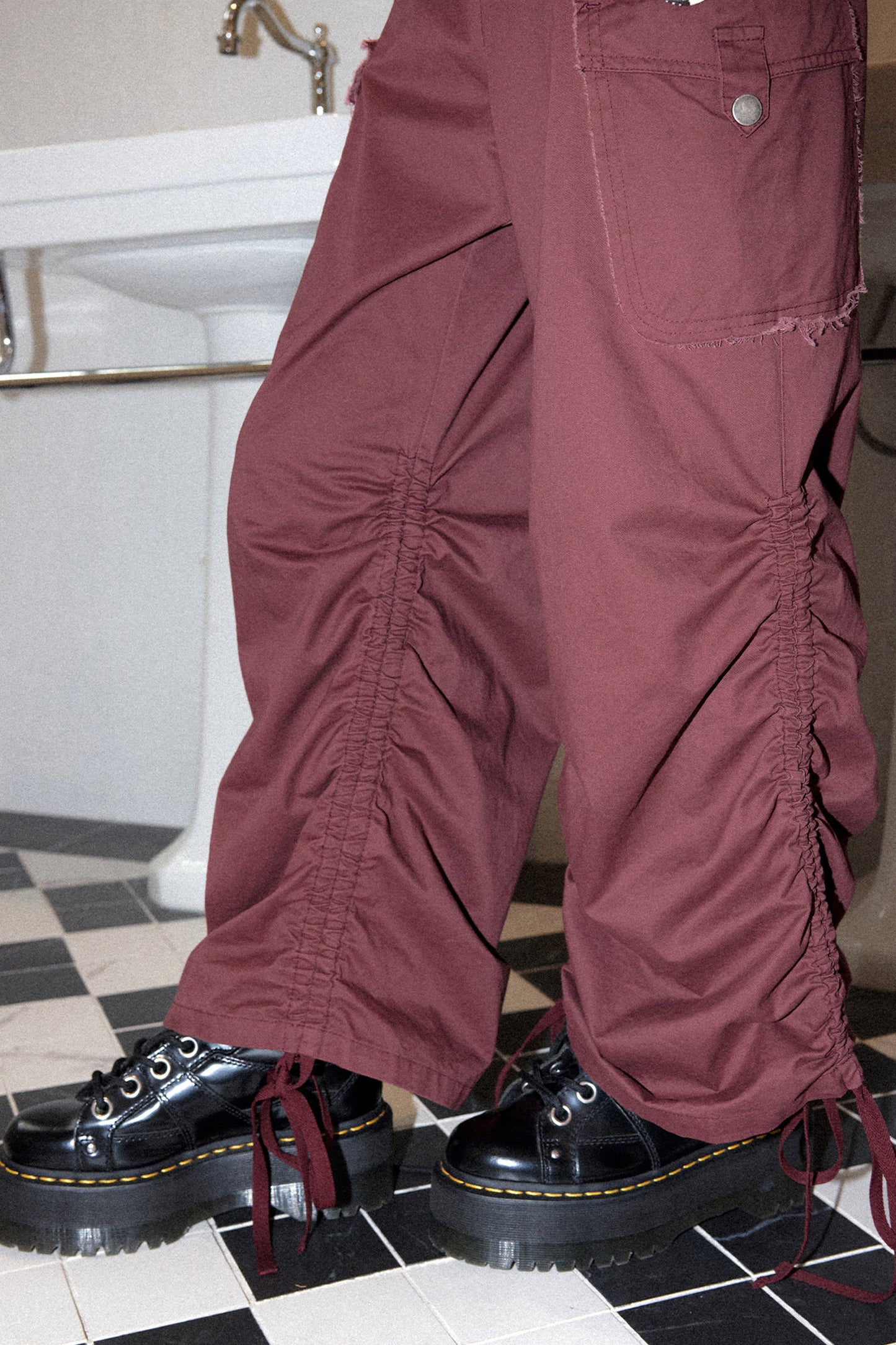 Drawstring Cargo Straight Pants