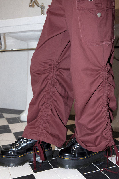 Drawstring Cargo Straight Pants