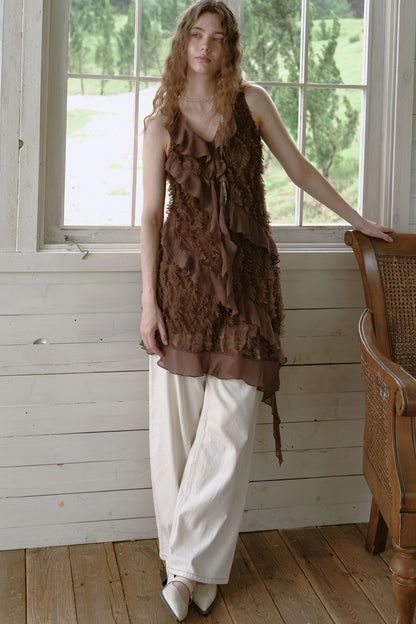Asymmetrical Ruffle Chiffon Dress