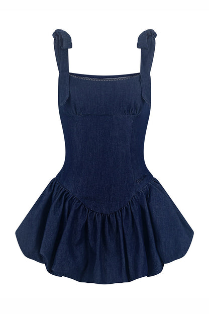 Sweet and Fashionable Puffy Denim Dress