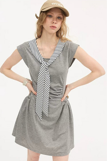 V-Neck Flutter Sleeve Dress