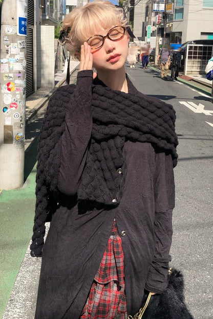 Large Shawl Slouchy Pleated Irregular Jacket