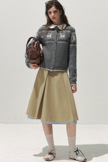 Deer Fair Isle Knit Cardigan