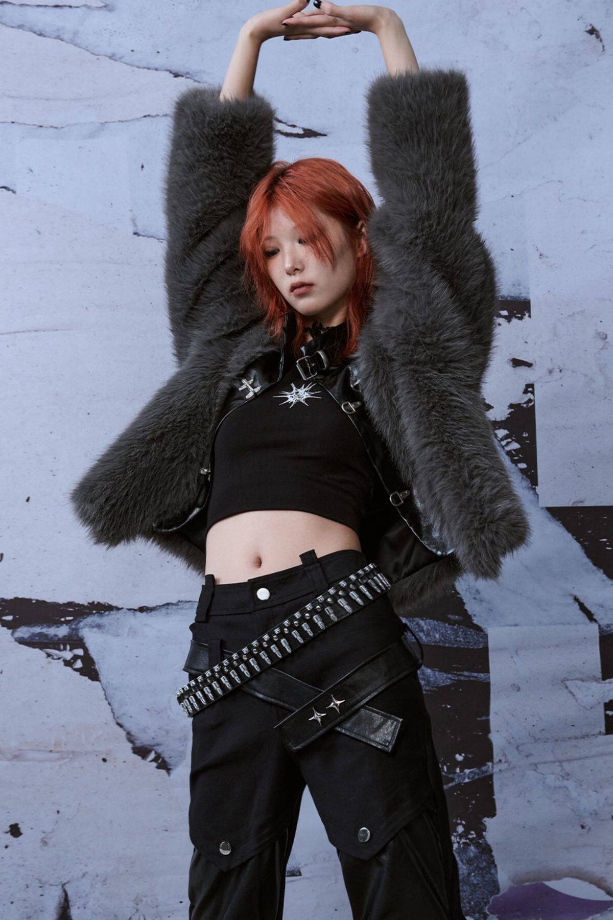 Loose Short Patchwork Metal Fur Coat