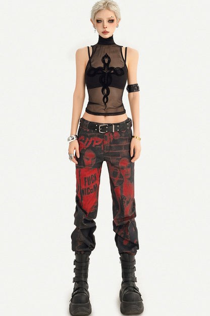 Snake Print Mesh Camisole Set