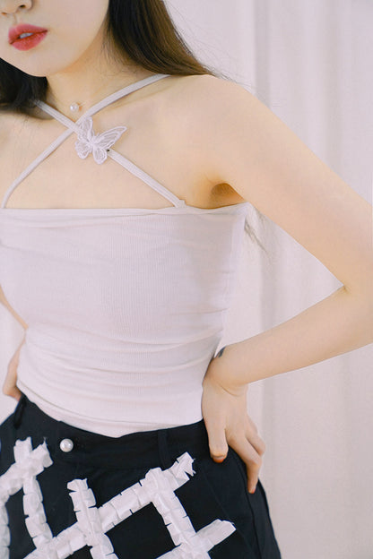 Butterfly Cross Strap Knit Camisole