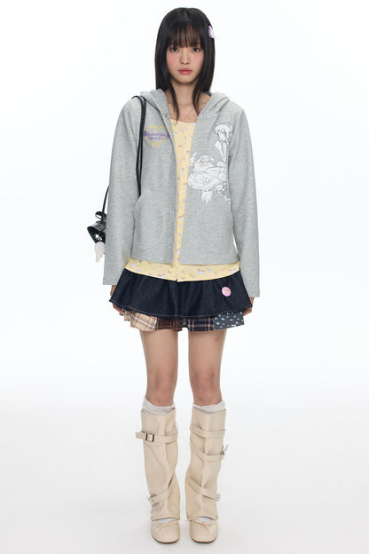 Frog Layered-Look Hooded Cardigan