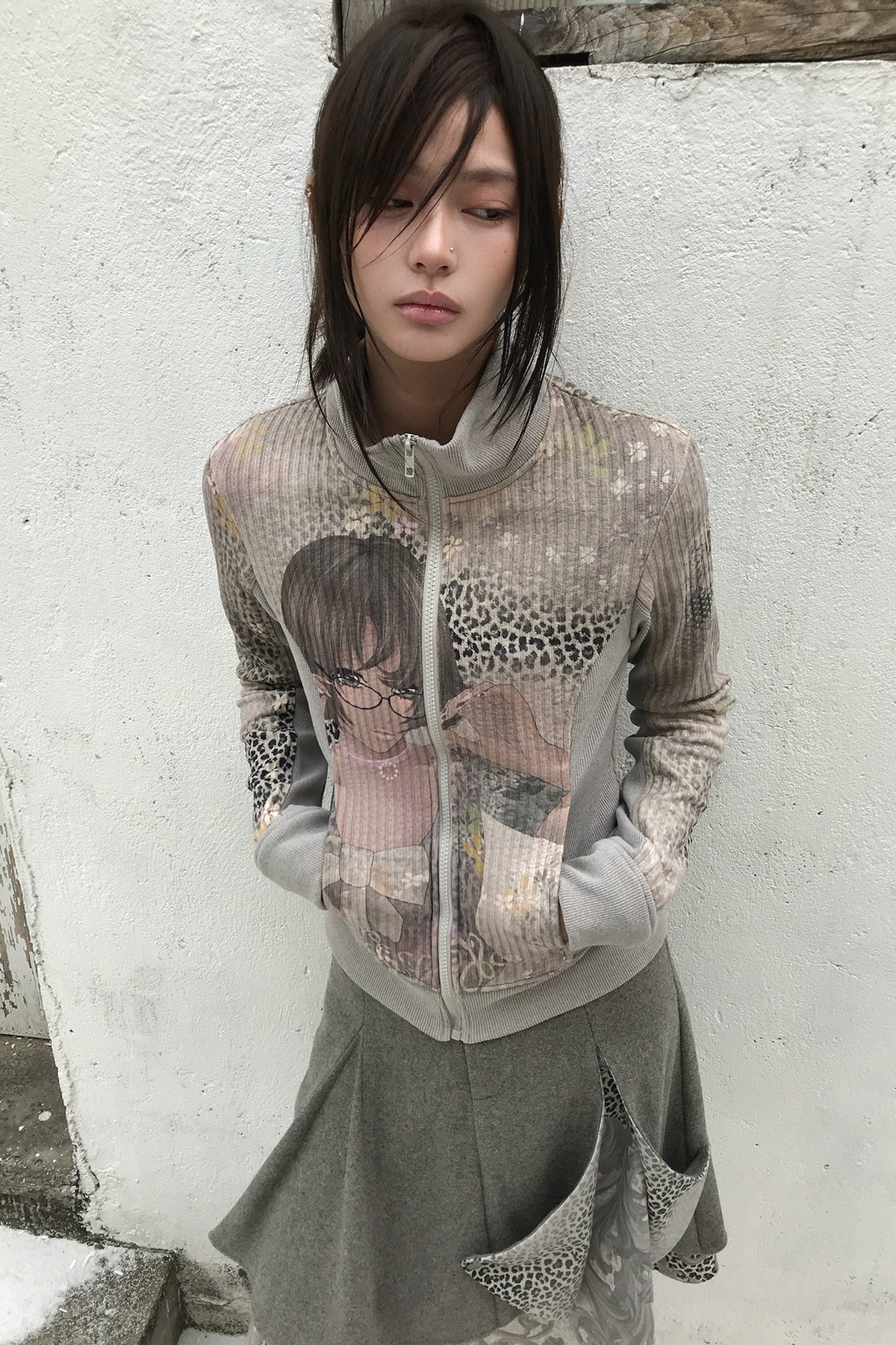 Cartoon Character Print Color-Blocked Sweatshirt