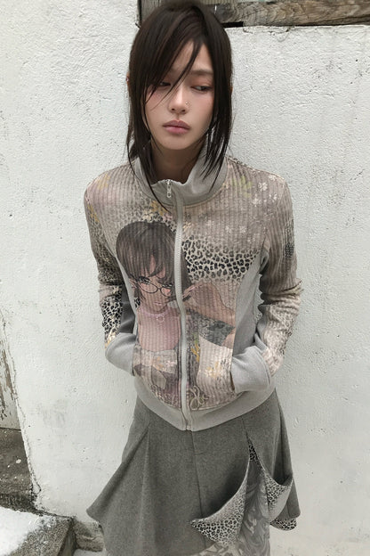 Cartoon Character Print Color-Blocked Sweatshirt