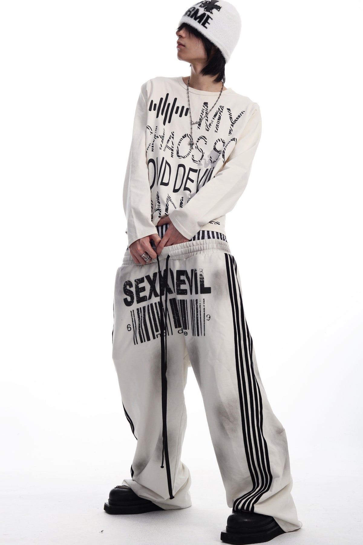 Double-Waist Five-Stripe Graphic Sweatpants
