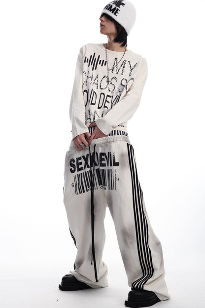 Double-Waist Five-Stripe Graphic Sweatpants