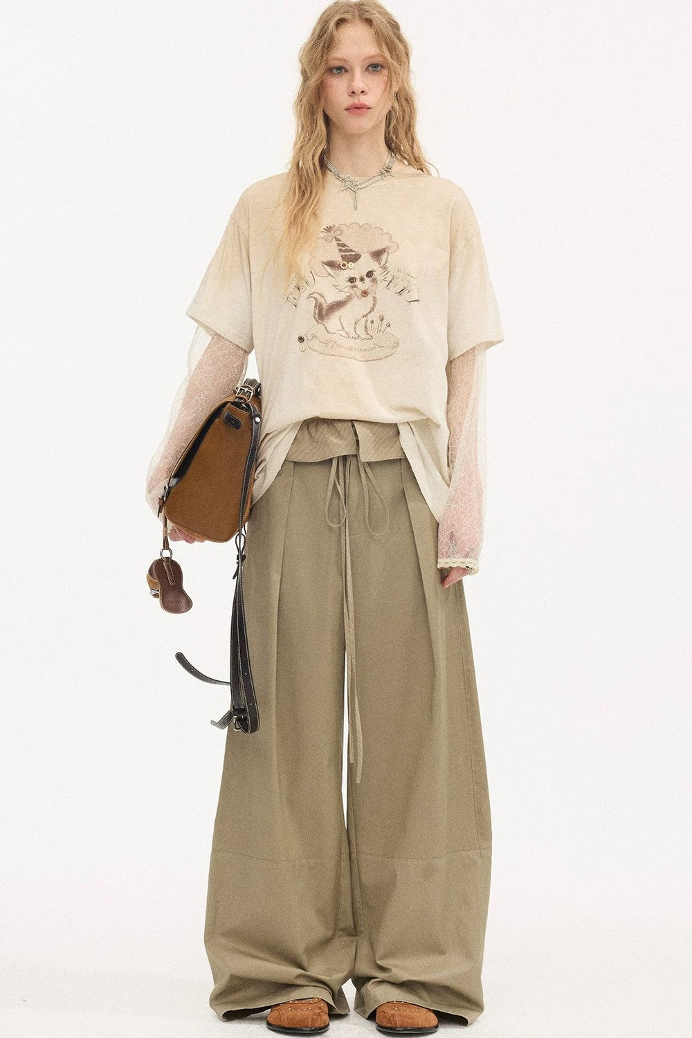 Vintage Distressed Layered Beige Tee