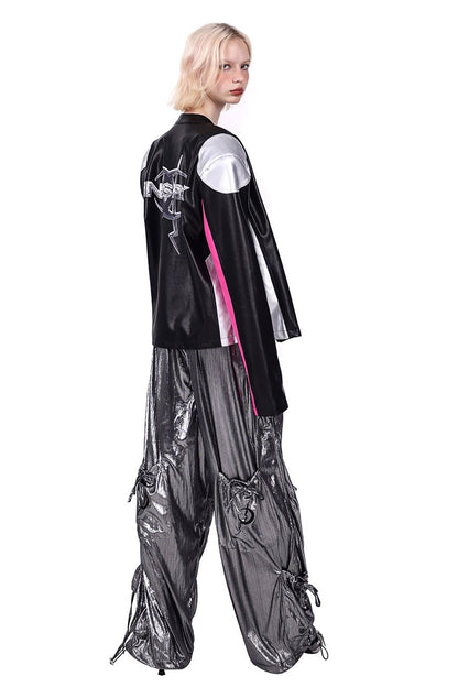Cyberpunk Leather Shoulder Pad Motorcycle Jacket