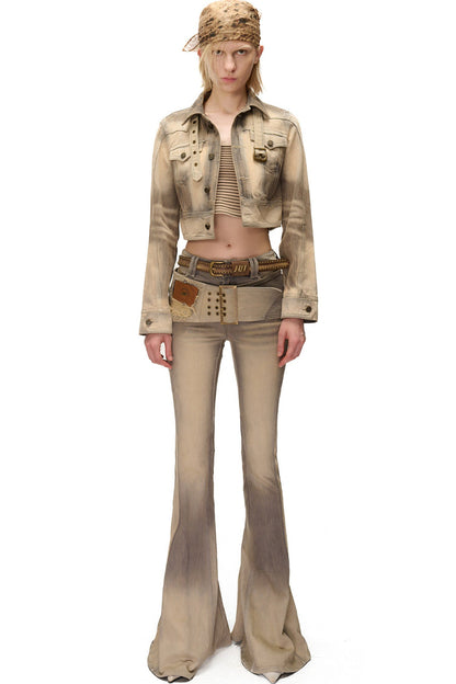 Vintage-Jeansjacke in Used-Optik, Grau