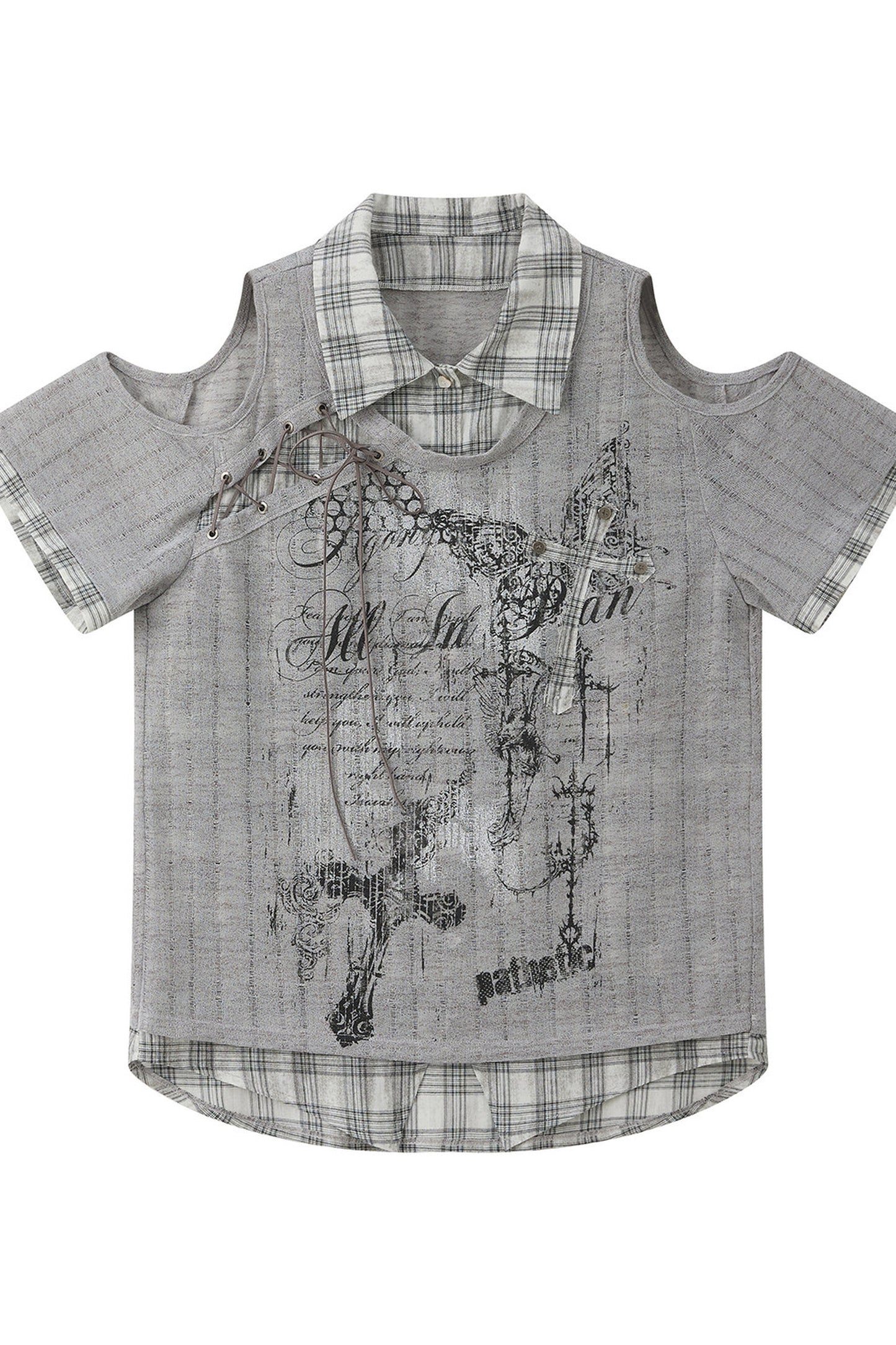 Kurzärmeliges Polotop mit hellem Asia-Print