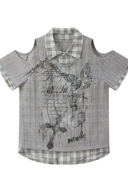 Kurzärmeliges Polotop mit hellem Asia-Print