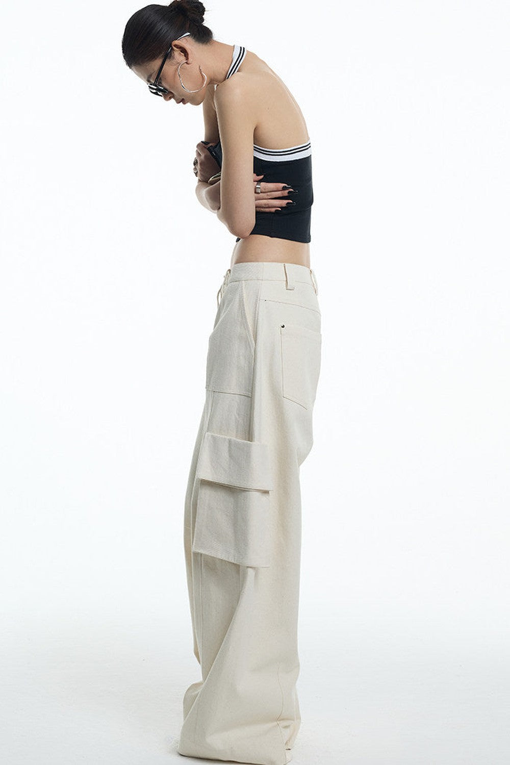 Oatmeal Curved Blade Cargo Pants
