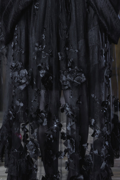 Gothic Embroidered Velvet Tail Skirt