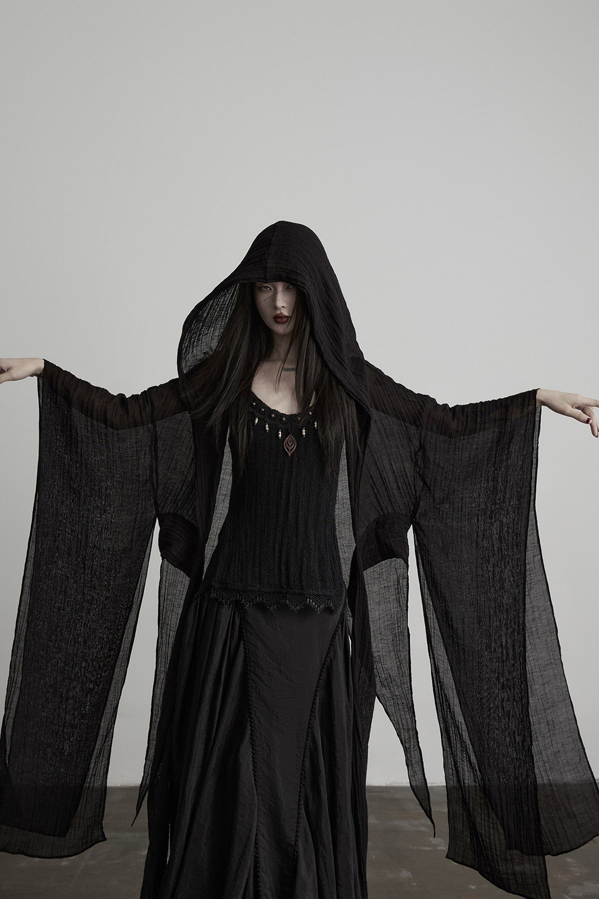 Oversized Detachable Wide Sleeve Hooded Jacket