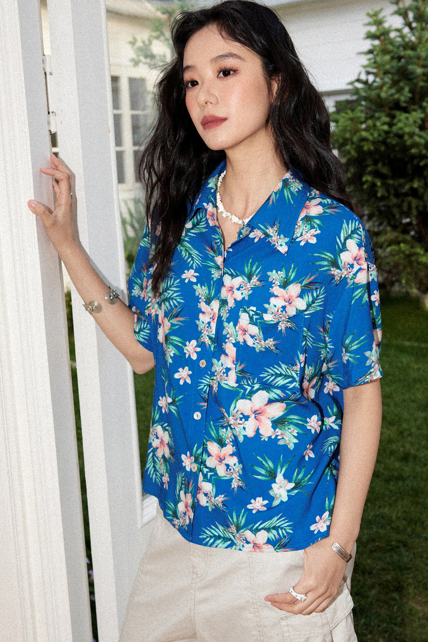 Bougainvillea Print Summer Blouse