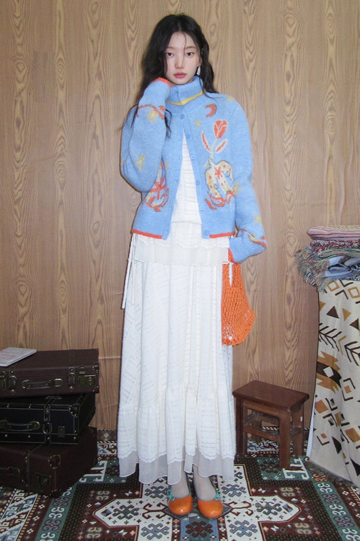 Plaid Lace Long Sleeve T-Shirt Skirt Set-Up