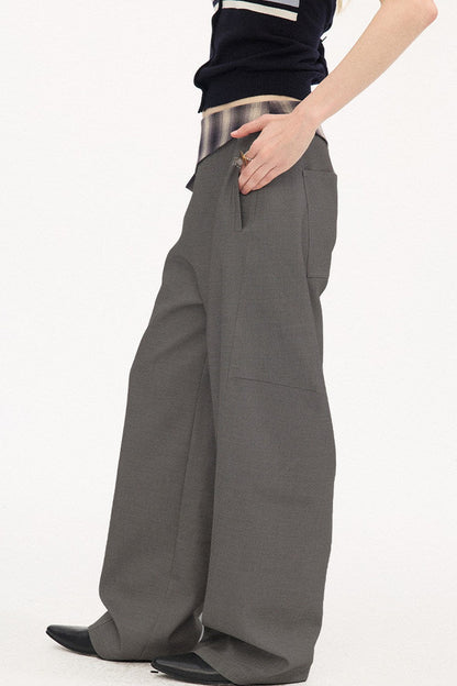 Plaid Drapey Waist-Tie Trousers