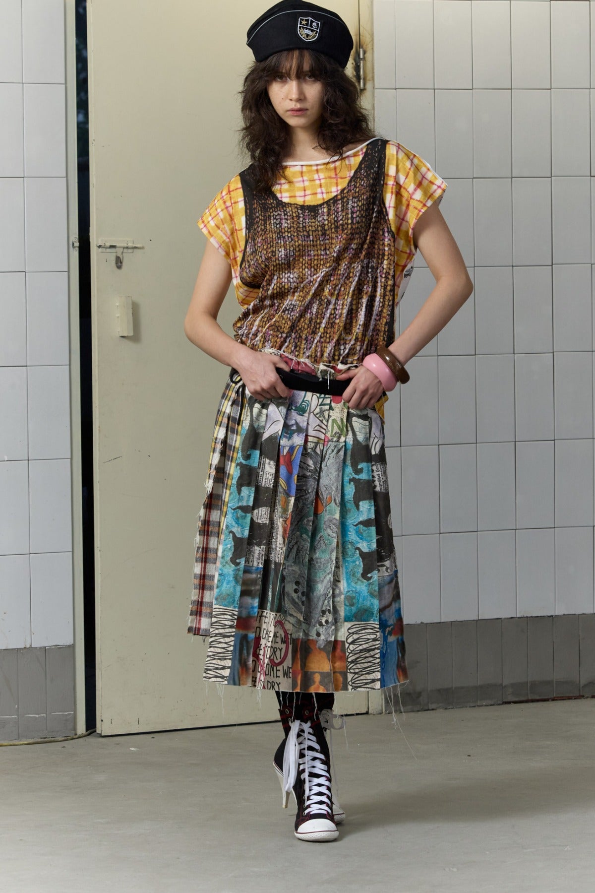 Reversible Draped Graffiti Canvas T-shirt