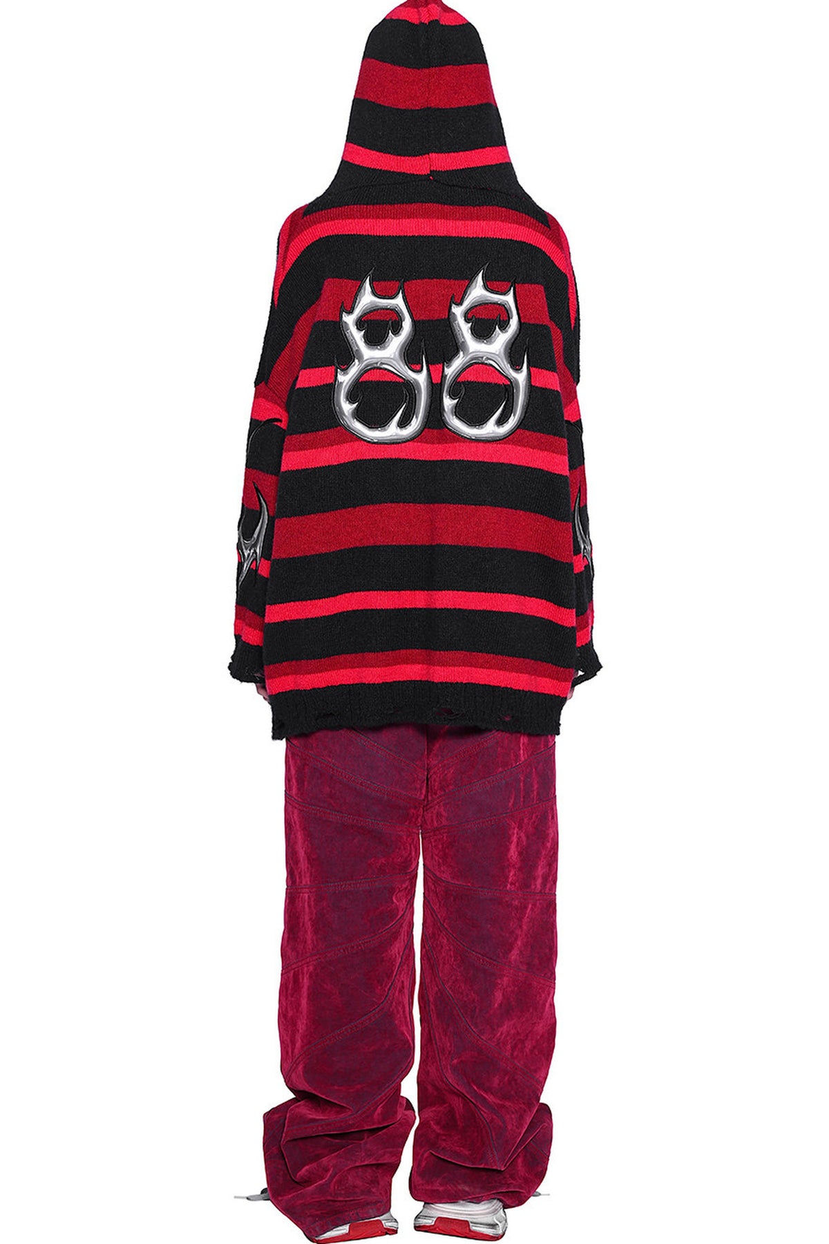 Red Ray Structure Velvet Loose Fit Jeans