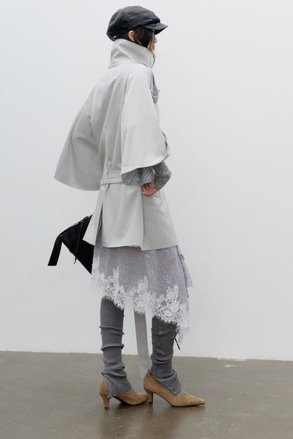 Cape-Style Wide-Sleeve Silhouette Trench Coat