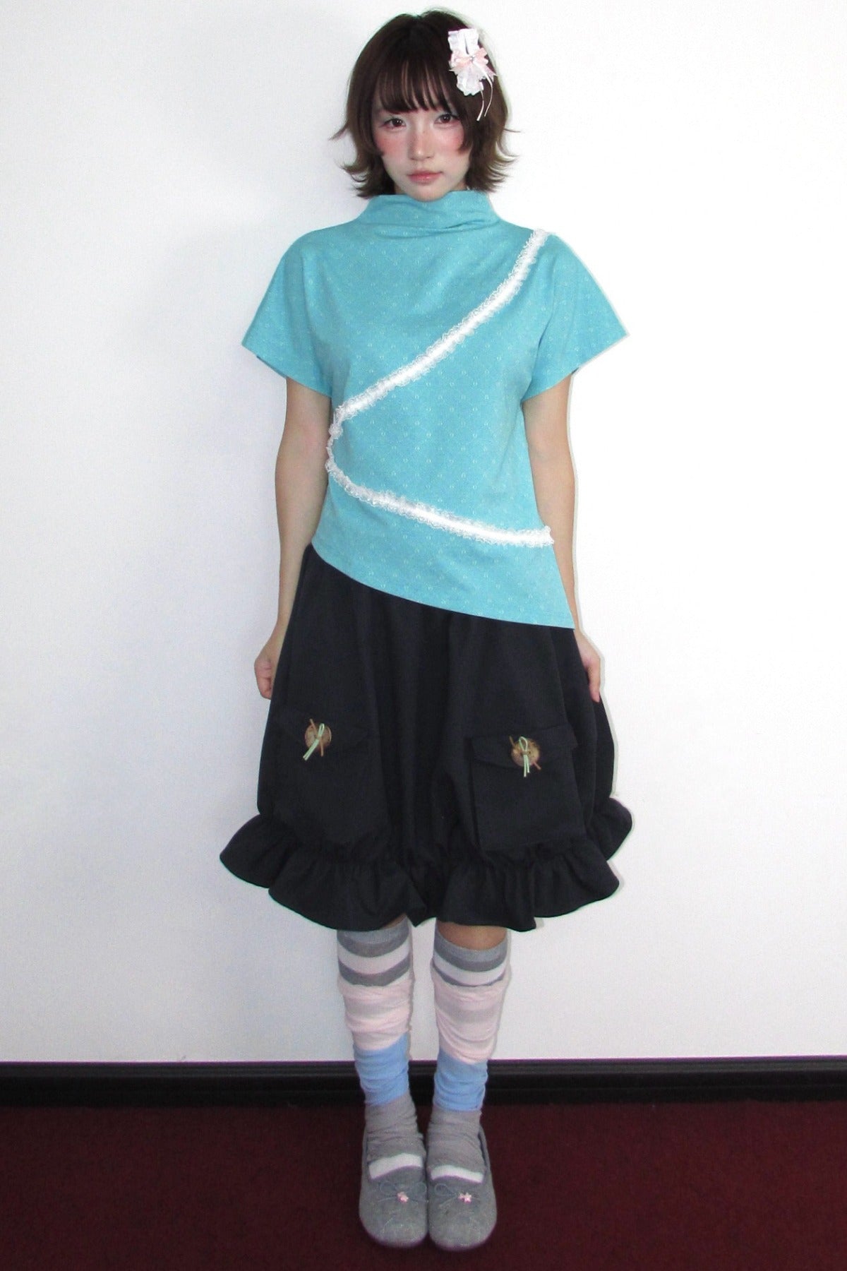 Mint Green Jacquard Lace T-shirt