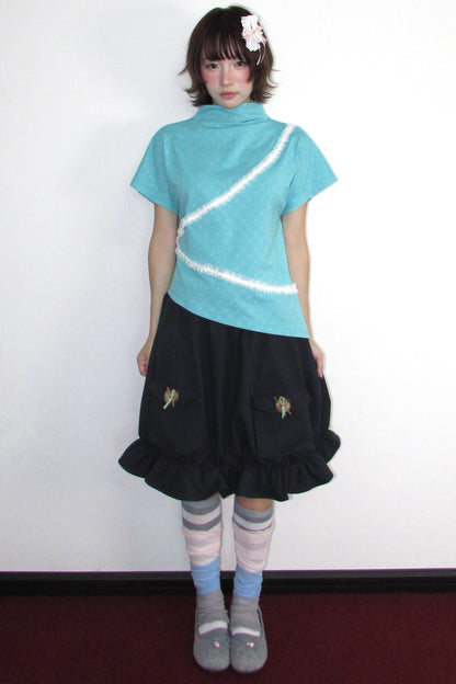 Mint Green Jacquard Lace T-shirt