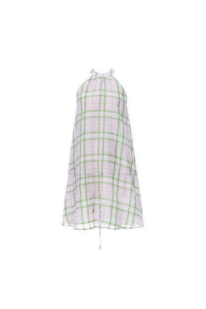Plaid Halter Low-Waist Dress