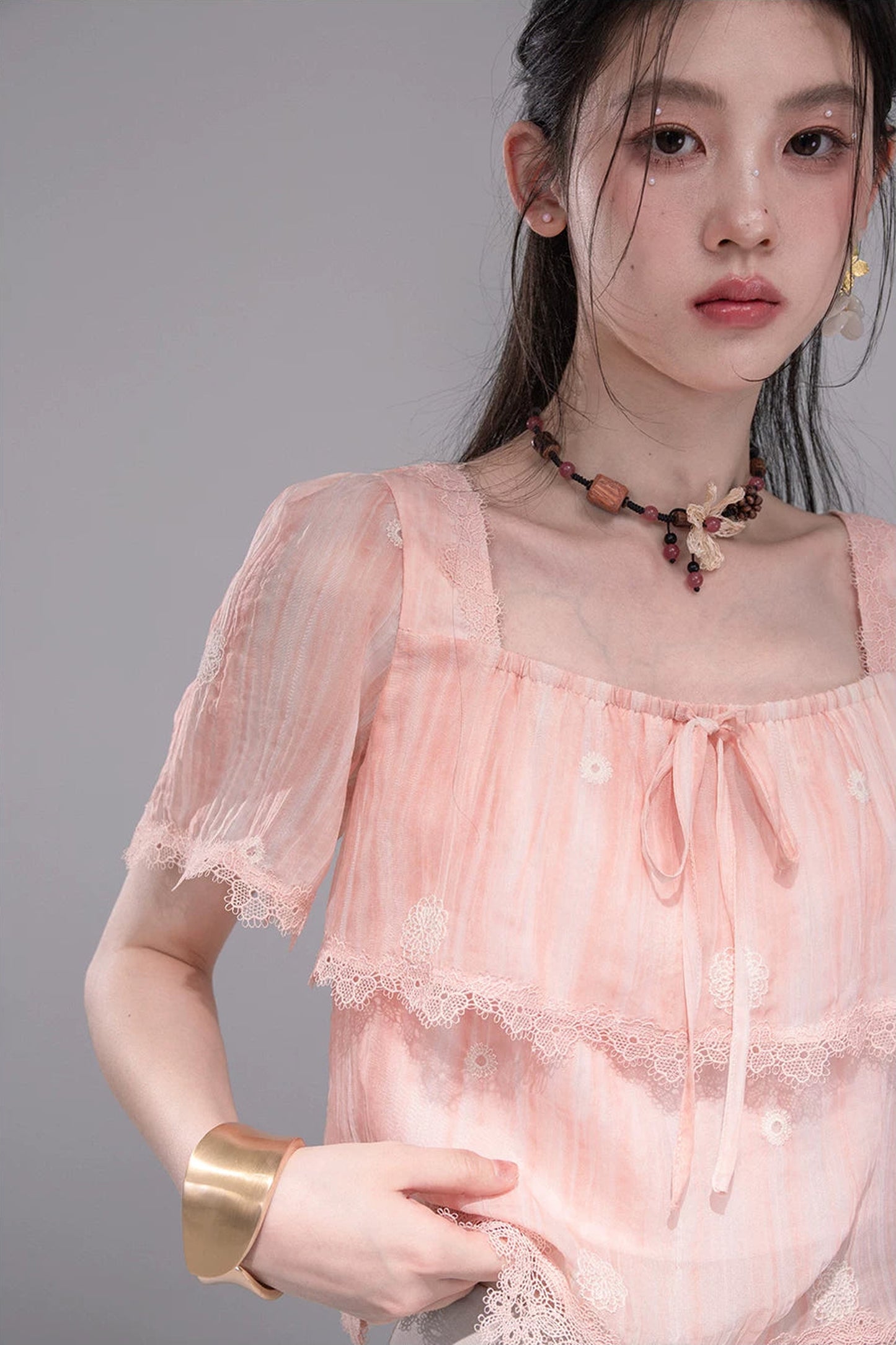Cloudy Pink Ruffle Blouse