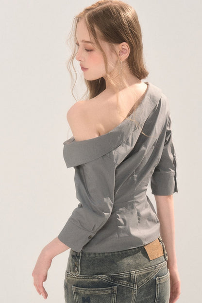 Asymmetrical Off-Shoulder Blouse