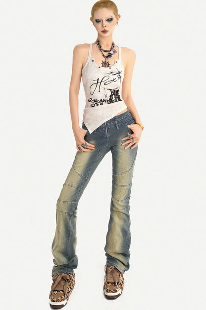 Retro Flared Denim Pants