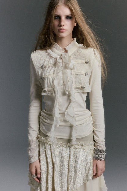Napoleon Chiffon Patchwork Layered-Look Blouse