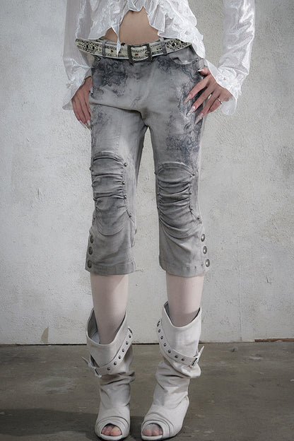 Vintage Distressed Lace Cropped Pants