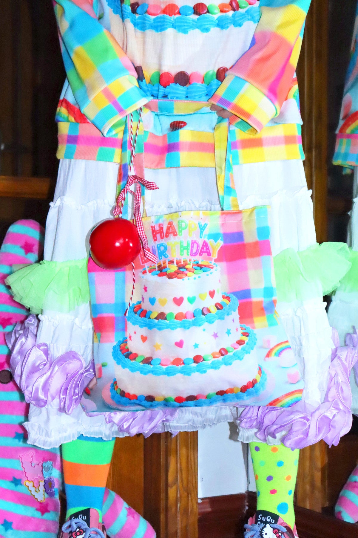 Happy Birthday Plaid Patchwork Canvas Shoulder Bag