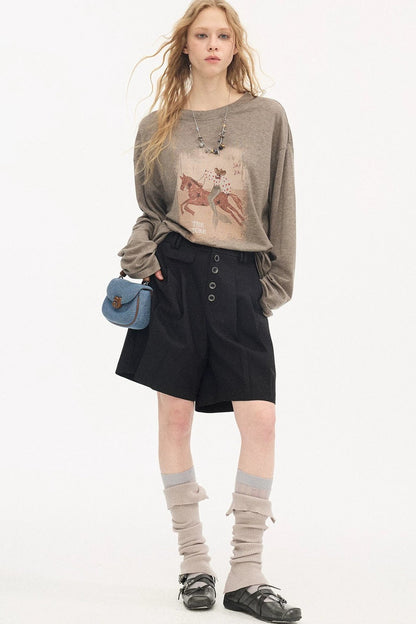 Pleated Gray Dress Shorts